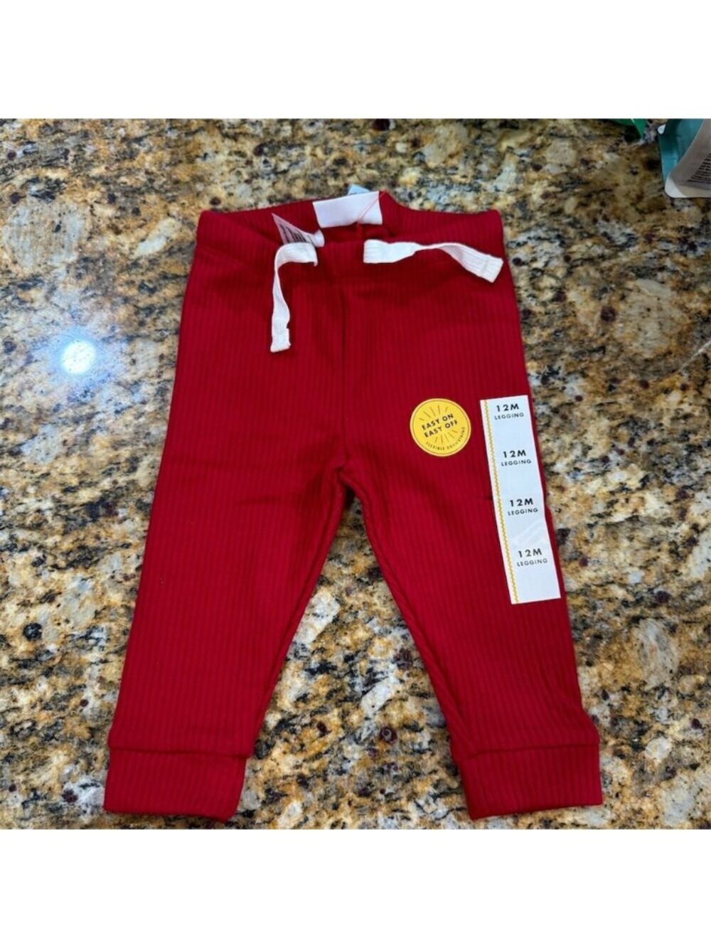 Cat & Jack Baby Red Ribbed Leggings Size 12 Months Unisex